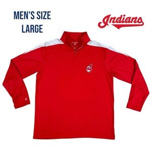 Cleveland Indians Antigua 1/4 Zip Pullover Men's Large Red Chief Wahoo Guardians